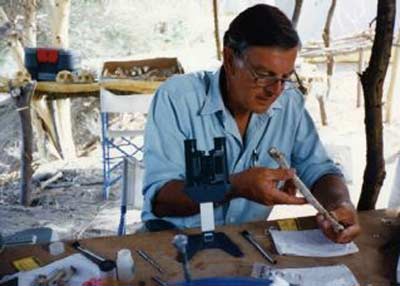 Dr. Donald Johanson, discoverer of Lucy, doing 
research in the field.
Photograph courtesy of Dr. Johanson