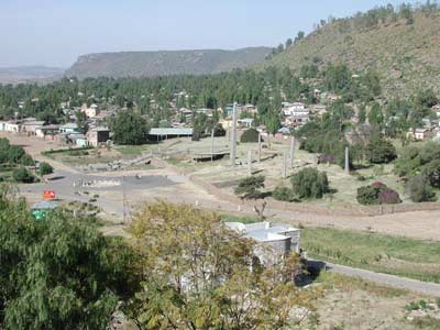 View of the northern stelae field, Aksum, Ethiopia. 
This image pre-dates the return of the stela, or obelisk, from Italy. 
Image courtesy of the Houston Museum of Natural Science