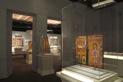 Ethiopian artists have developed a unique and vibrant
 artistic style,
as showcased in this diptych from the reign of King Menelik. Photo by 
Thomas R. DuBrock