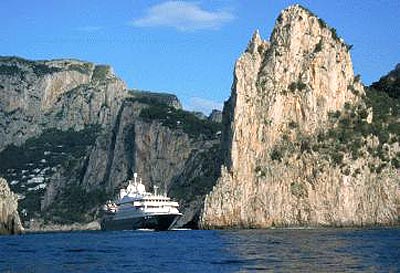 Yachts can maneuver into places where large cruise ships cannot 
fit